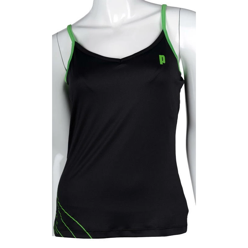 Prince Womens Spaghetti Strap Tank Top (Black/Green) 3 Prince Womens Spaghetti Strap Tank Top (Black/Green)