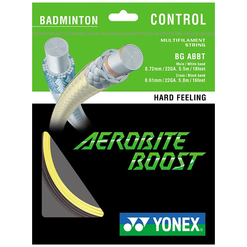Yonex BG Aerobite Boost Hybrid Badminton String (Grey/Yellow) 3 Yonex BG Aerobite Boost Hybrid Badminton String (Grey/Yellow)