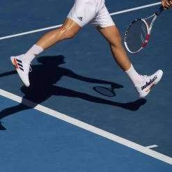 Adidas Barricade Tokyo Men's Tennis Shoe (White/Black/Solar Red) -Boutique Ball Sports Store Barricade Tokyo Tennis Shoes White FZ3935 HM2