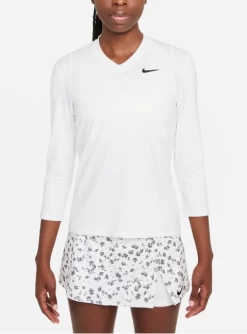 Nike Women's Court Victory Dri-Fit TOP 3/4 Sleeve (White/Black)