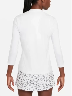 Nike Women's Court Victory Dri-Fit TOP 3/4 Sleeve (White/Black) -Boutique Ball Sports Store DA4730 100whitepng