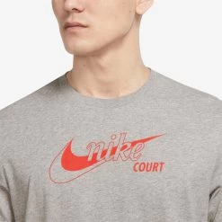 Nike Men's Dri-FIT Distressed Swoosh Top (Dark Grey Heather/Orange) -Boutique Ball Sports Store DD8376 063 PHSYM001 3144