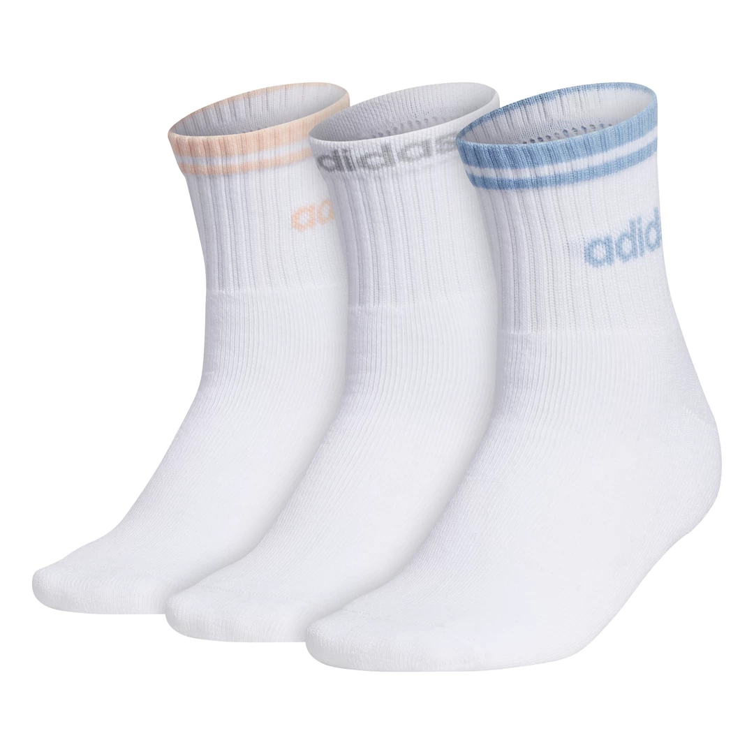 Adidas Women's Sport Stripe High Quarter Socks (White) 3 Adidas Women's Sport Stripe High Quarter Socks (White)