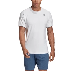 Adidas Men's Freelift AeroReady Top (White) -Boutique Ball Sports Store FP7969 APP on model front white