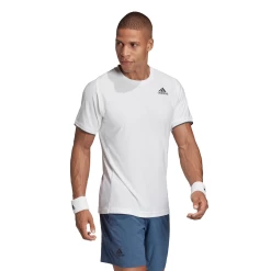 Adidas Men's Freelift AeroReady Top (White) -Boutique Ball Sports Store FP7969 APP on model walking white