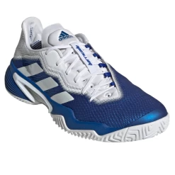 Adidas Barricade Men's Tennis Shoe (Royal Blue/Cloud White/Silver Metallic) -Boutique Ball Sports Store FZ3936 FTW photo front lateral top white