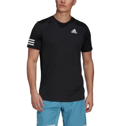 Adidas Men's 3 Stripes Club Top (Black) -Boutique Ball Sports Store GL5403 APP on model front white