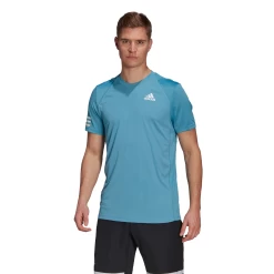 Adidas Men's 3 Stripes Club Top (Hazy Blue/White)