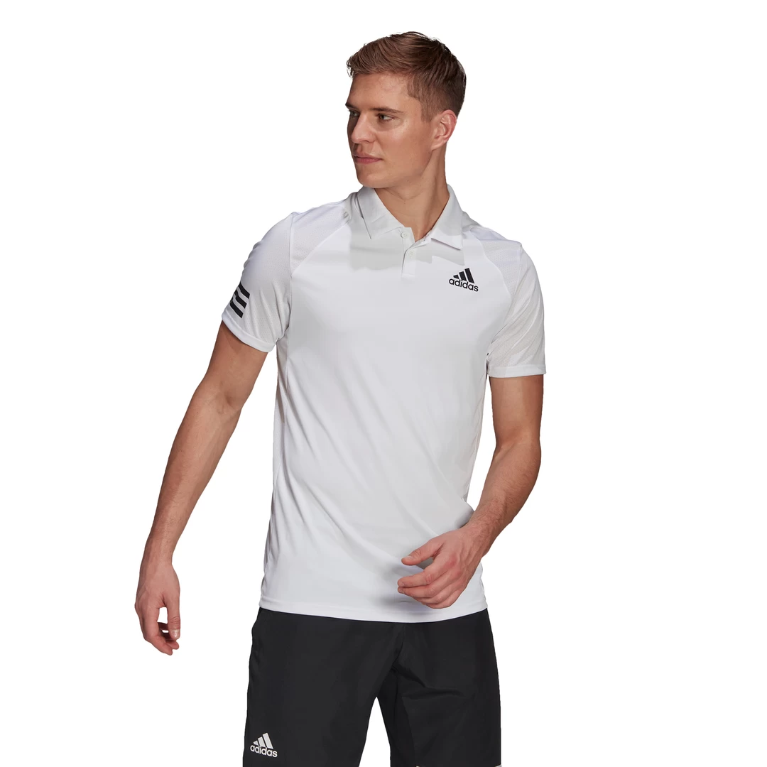 Adidas Men's Club 3 Stripes Polo (White/Black) 3 Adidas Men's Club 3 Stripes Polo (White/Black)