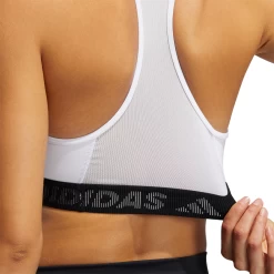 Adidas Don't Rest Badge Of Sport Women's Sports Bra (White/Black) -Boutique Ball Sports Store GM2834 APP on model detail 2 white