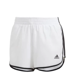Adidas Women's Marathon 4-Inch Shorts (White/Black) -Boutique Ball Sports Store GQ9348 APP photo front white