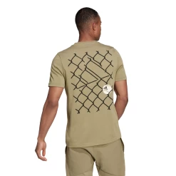 Adidas Men's Tennis Graphic Tee Top (Orbit Green) -Boutique Ball Sports Store GU8862 APP on model back white