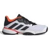 Adidas Barricade Junior Tennis Shoe (White/Black/Red) -Boutique Ball Sports Store GW2996 1 FOOTWEAR Photography SideLateralCenterView white