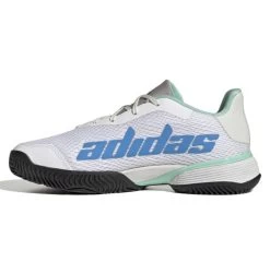 Adidas Barricade Junior Tennis Shoe (White/Blue) -Boutique Ball Sports Store GY4017 4 FOOTWEAR Photography SideMedialCenterView white