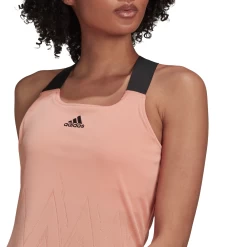 Adidas Women's Tennis Primeblue Aeroknit Y-Tank Top (Ambient Blush) -Boutique Ball Sports Store H31426 APP on model detail 1 white