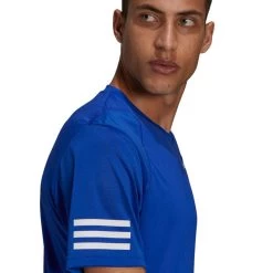Adidas Men's 3 Stripes Club Top (Blue/White) -Boutique Ball Sports Store H34690 APP on model detail 1 white