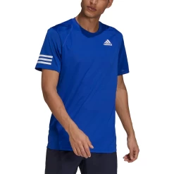 Adidas Men's 3 Stripes Club Top (Blue/White) -Boutique Ball Sports Store H34690 APP on model front white