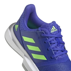 Adidas CourtJam XJ Junior Tennis Shoe (Blue/Neon Green) -Boutique Ball Sports Store H68132 FTW photo detail 1 white