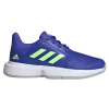 Adidas CourtJam XJ Junior Tennis Shoe (Blue/Neon Green) -Boutique Ball Sports Store H68132 FTW photo side lateral center white
