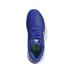Adidas CourtJam XJ Junior Tennis Shoe (Blue/Neon Green) -Boutique Ball Sports Store H68132 FTW photo top portrait white