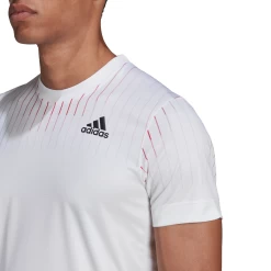 Adidas Men's Melbourne FreeLift Printed Top (White/Red) -Boutique Ball Sports Store HA3344 APP on model detail 1 white