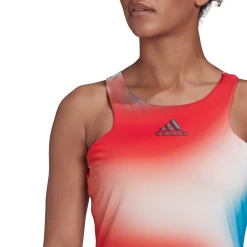 Adidas Women's Mel Y-Tank Top (White/Red/Blue) -Boutique Ball Sports Store HA7614 APP on model detail 1 white
