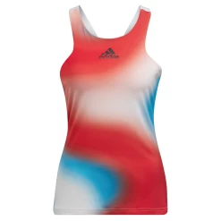 Adidas Women's Mel Y-Tank Top (White/Red/Blue) -Boutique Ball Sports Store HA7614 APP photo front center white