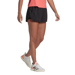 Adidas Women's Club Shorts (Black/Grey Five) -Boutique Ball Sports Store HF1769 APP on model walking white