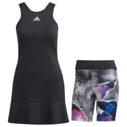 Adidas Women's US Series Y-Dress (Black/Clear Pink) -Boutique Ball Sports Store HF6329 2 APPAREL Photography FrontView white