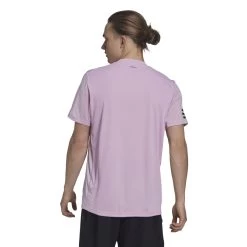 Adidas Men's Club Stripe Tennis Tee (Pink) -Boutique Ball Sports Store HN3905 5 APPAREL OnModel BackView white