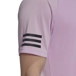 Adidas Men's Club Stripe Tennis Tee (Pink) -Boutique Ball Sports Store HN3905 7 APPAREL OnModel DetailView1 white