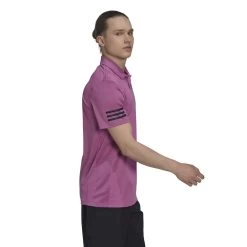 Adidas Men's Club 3 Stripes Polo (Semi Pulse Lilac) -Boutique Ball Sports Store HN3912 6 APPAREL OnModel WalkingView white