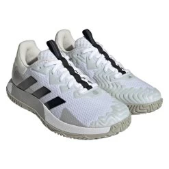 Adidas SoleMatch Control Men's Tennis Shoe (White/Black) -Boutique Ball Sports Store HQ8436 6 FOOTWEAR Photography FrontLateralTopView transparent