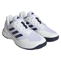 Adidas GameCourt 2 Men's Tennis Shoe (White/Navy) -Boutique Ball Sports Store HQ8809 6 FOOTWEAR Photography FrontLateralTopView transparent
