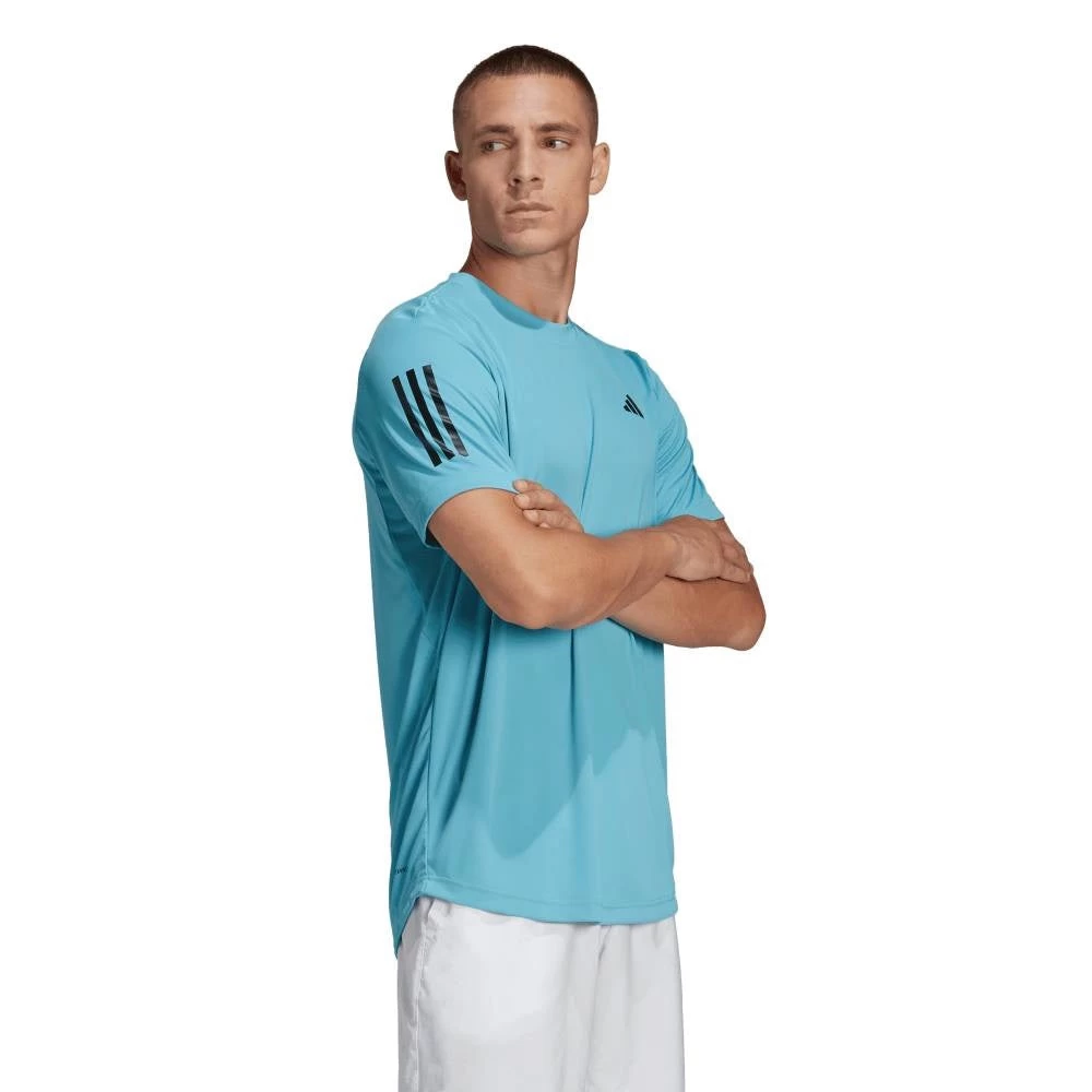 Adidas Men's 3 Stripe Club Top (Blue) 4 Adidas Men's 3 Stripe Club Top (Blue) - Image 2
