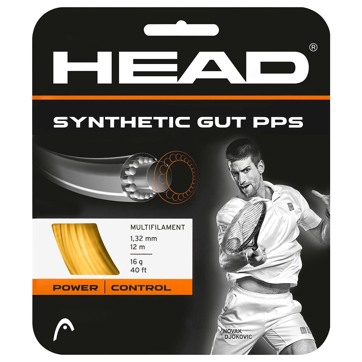 Head Synthetic Gut 16/1.30 PPS Tennis String (Gold) 3 Head Synthetic Gut 16/1.30 PPS Tennis String (Gold)