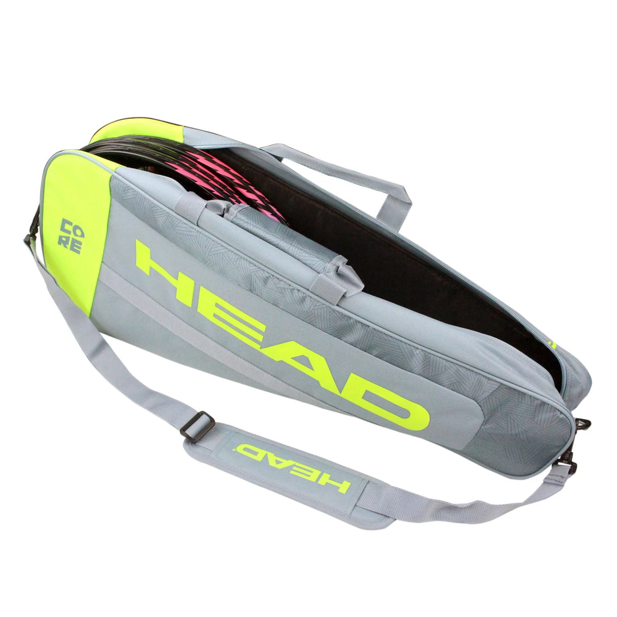 Head Core Pro 3 Pack Racquet Bag (Grey/Yellow) 3 Head Core Pro 3 Pack Racquet Bag (Grey/Yellow)