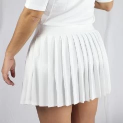 Lacoste Women's Built-In Shorty Pleated Skirt (White/Green) -Boutique Ball Sports Store IMG 3062