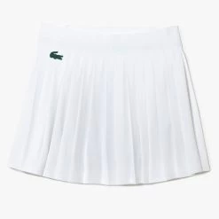 Lacoste Women's Built-In Shorty Pleated Skirt (White/Green) -Boutique Ball Sports Store JF9305 737 24