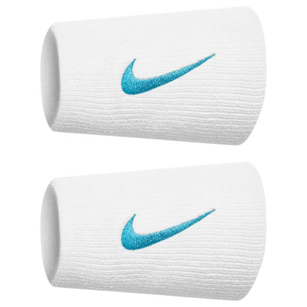 Nike Tennis Premier Doublewide Wristband (White/Blue) 3 Nike Tennis Premier Doublewide Wristband (White/Blue)