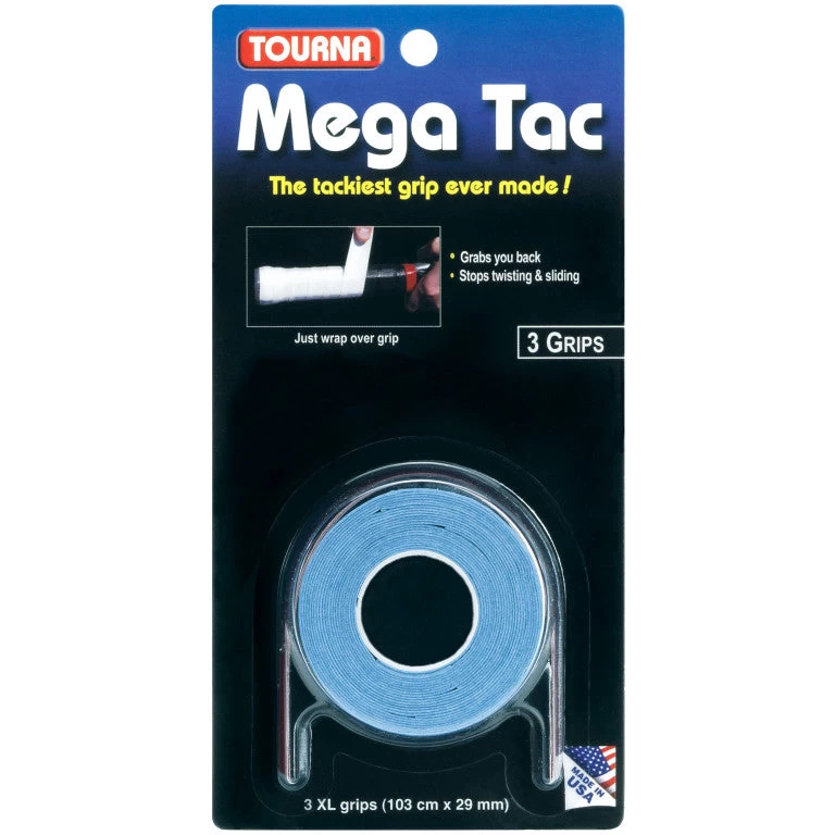 Tourna Mega Tac Overgrip 3 Pack (Blue) 3 Tourna Mega Tac Overgrip 3 Pack (Blue)