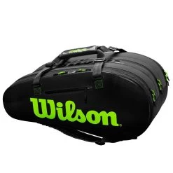 Wilson Super Tour 15 Pack Racquet Bag (Black/Green) -Boutique Ball Sports Store WR8004101001 Super Tour 3 Comp BKGR Front