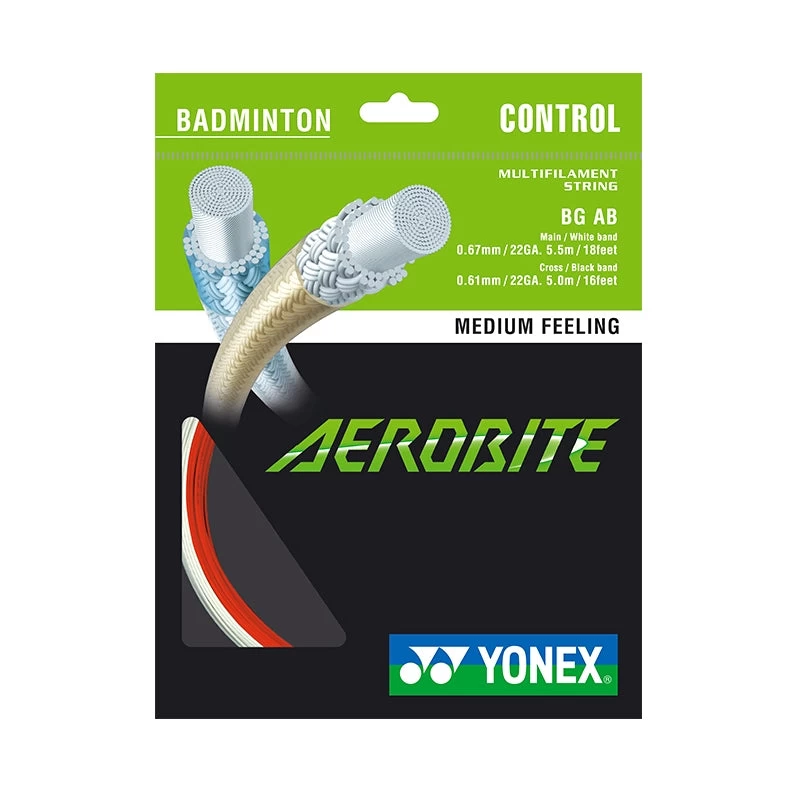 Yonex BG Aerobite Hybrid Badminton String (White/Red) 3 Yonex BG Aerobite Hybrid Badminton String (White/Red)