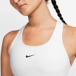 Nike Women's Dri-FIT Swoosh Medium Support 1 Piece Pad Sports Bra (White/Black) -Boutique Ball Sports Store dri fit swoosh support 1 piece pad sports bra mx9N8j 413f4291 747b 404b 90a3 3ccd5b532ce2