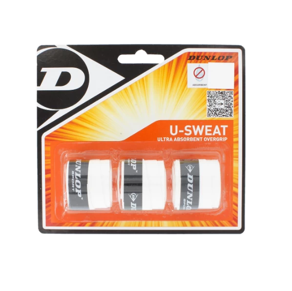 Dunlop U-Sweat Overgrip 3 Pack (White) 3 Dunlop U-Sweat Overgrip 3 Pack (White)