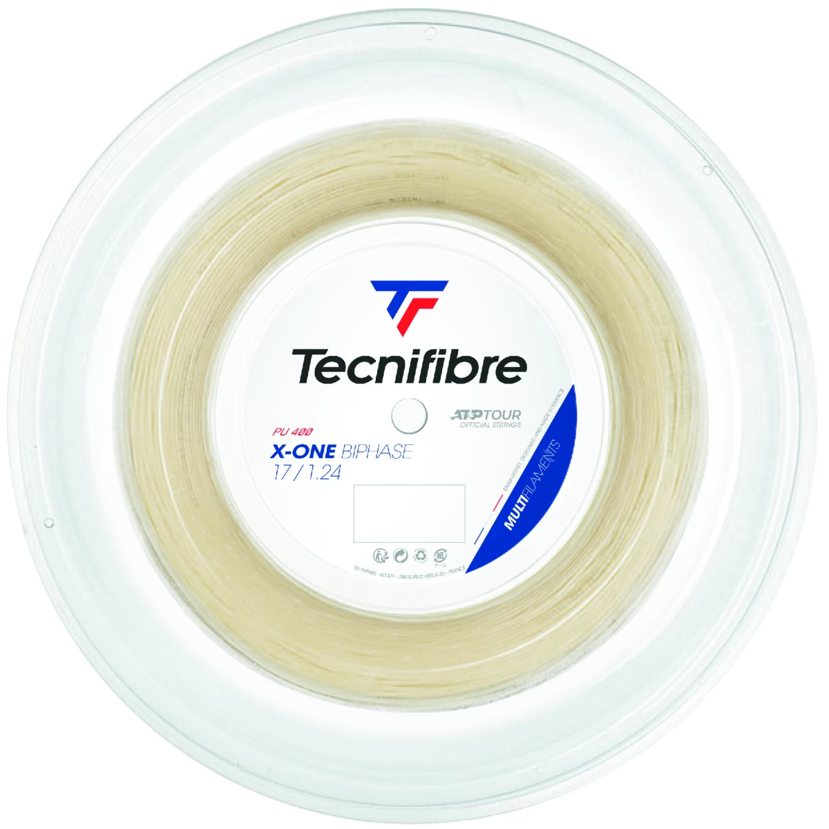 Tecnifibre X-One Biphase 17/1.24 Tennis String Reel (Natural) 3 Tecnifibre X-One Biphase 17/1.24 Tennis String Reel (Natural)